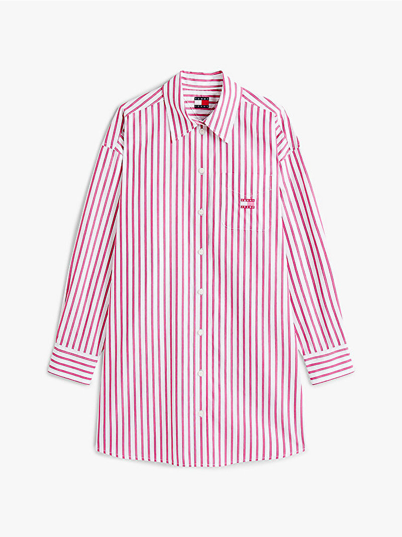 Kadın TJW Oversize Mini Gömlek Elbise Pembe  DW0DW211220D5