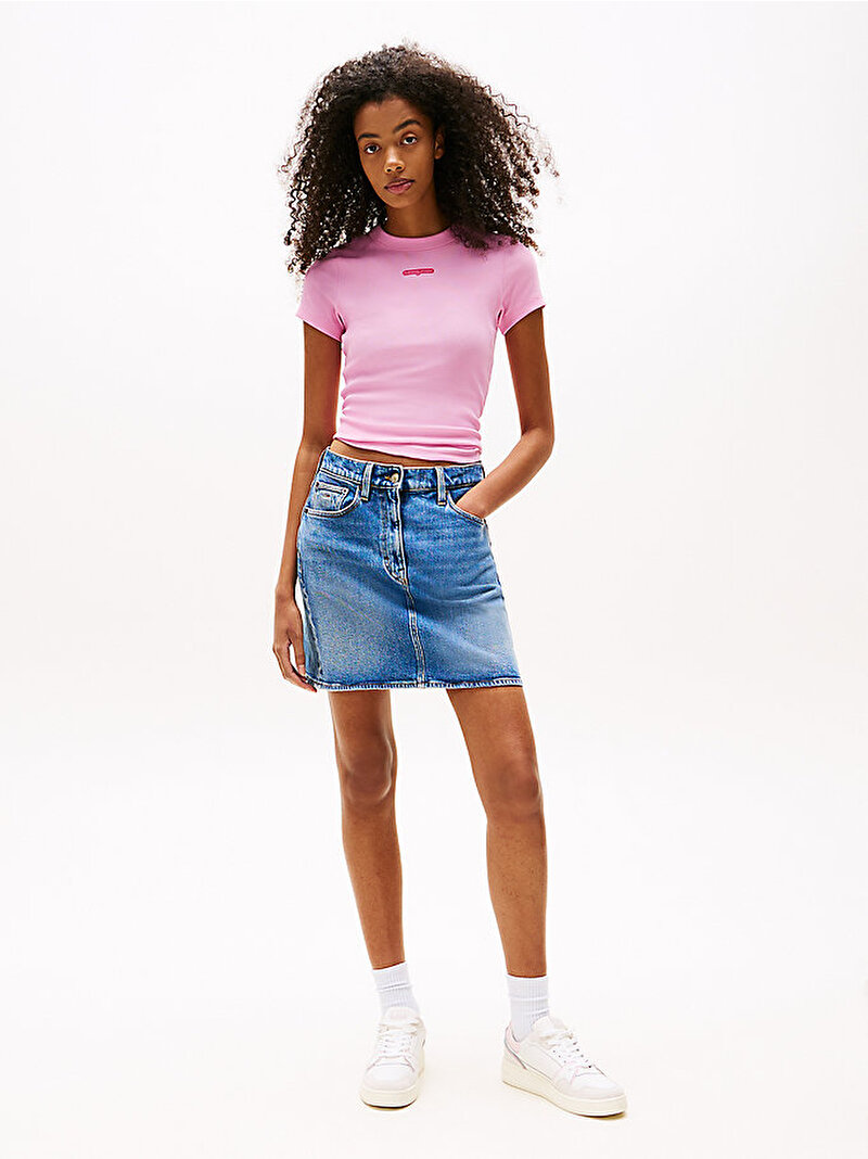 Kadın TJW Slim Label T-shirt Pembe  DW0DW21402U06