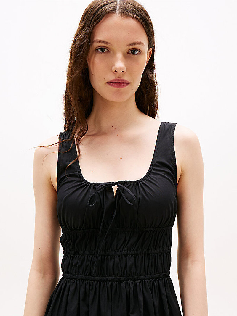 Kadın TJW Rouch Midi Poplin Elbise Siyah DW0DW20881BDS