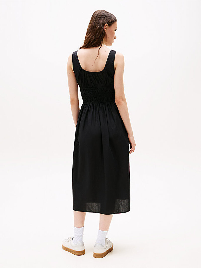 Kadın TJW Rouch Midi Poplin Elbise Siyah DW0DW20881BDS