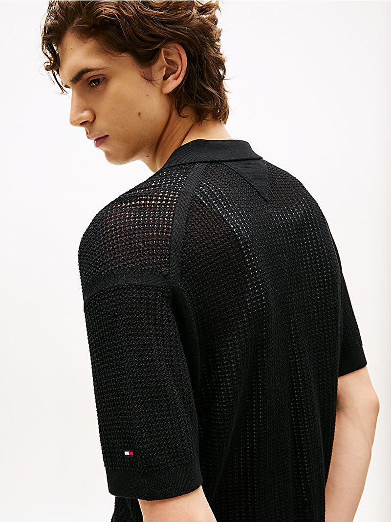 Erkek Structure Open Knit Hırka Siyah MW0MW39530BDS