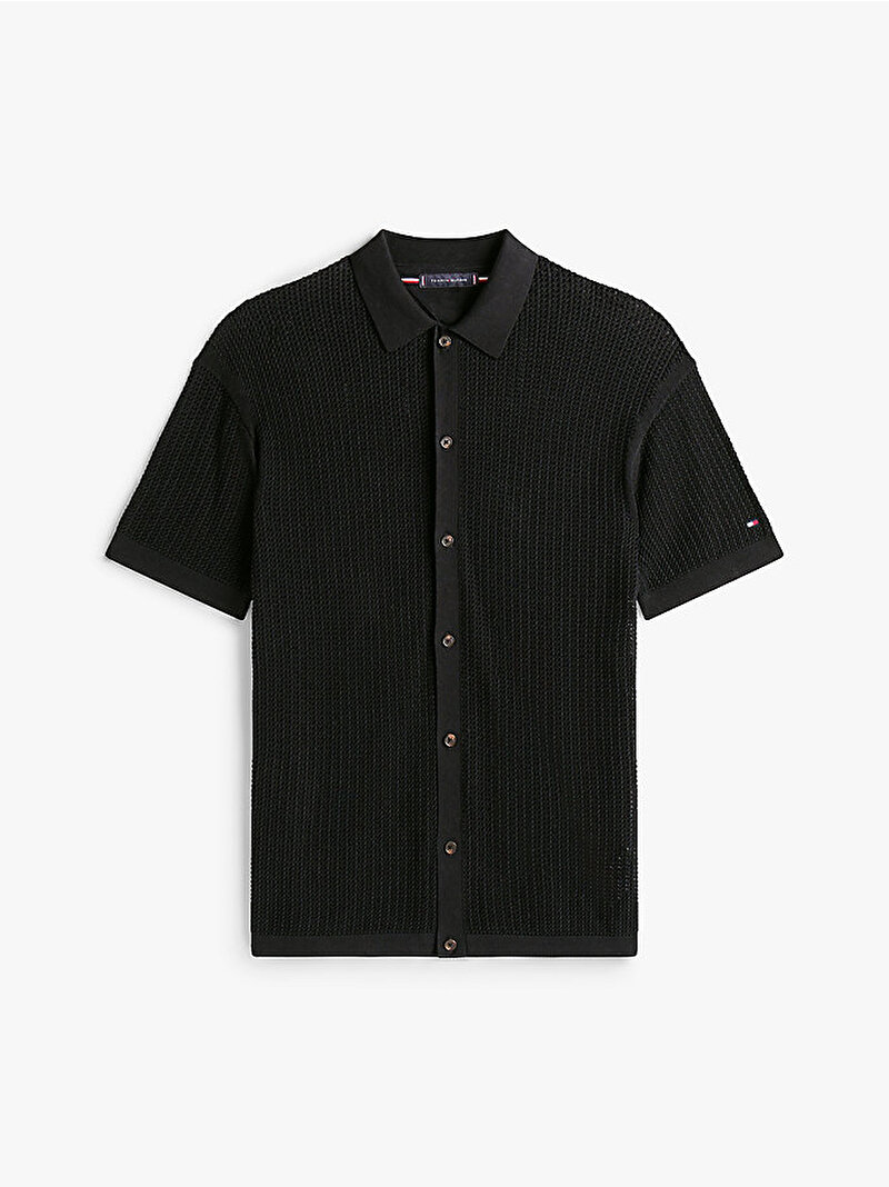 Erkek Structure Open Knit Hırka Siyah MW0MW39530BDS