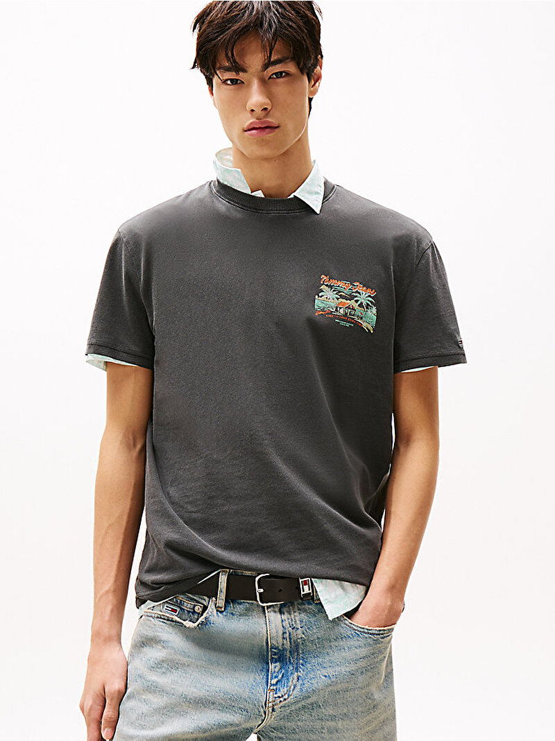 Erkek TJM Regular Cabana T-shirt Siyah DM0DM21866BDS