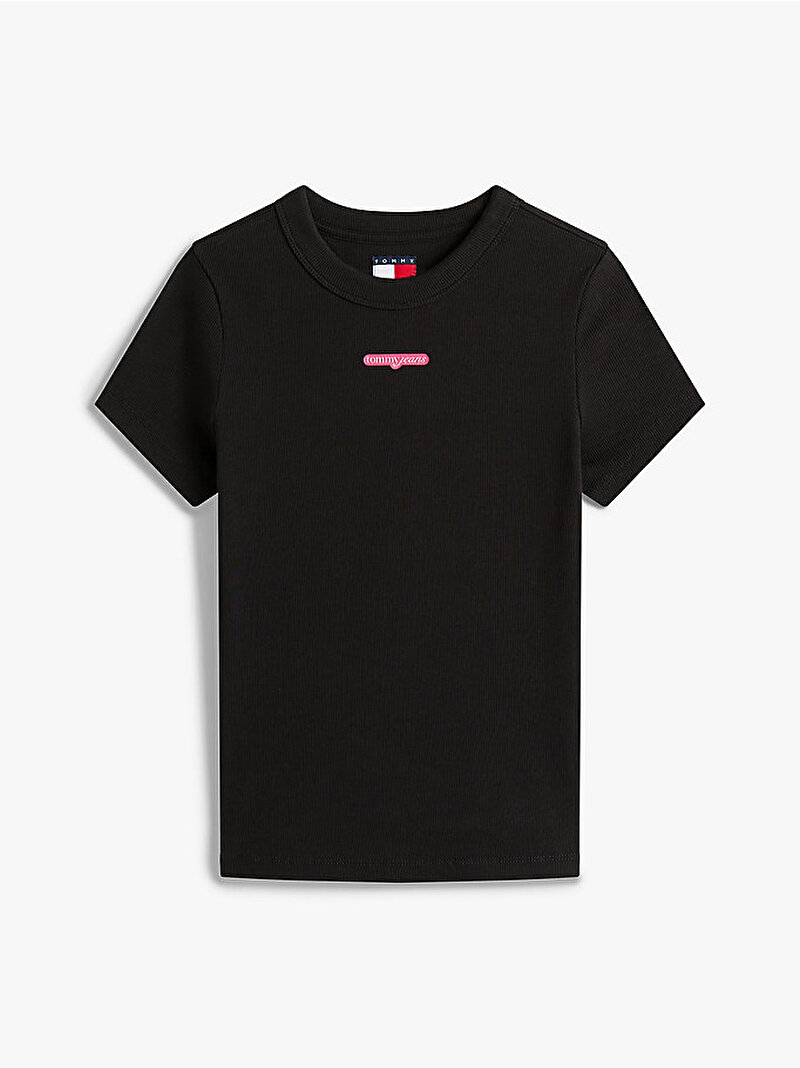 Kadın TJW Slim Label T-shirt Siyah DW0DW21402BDS