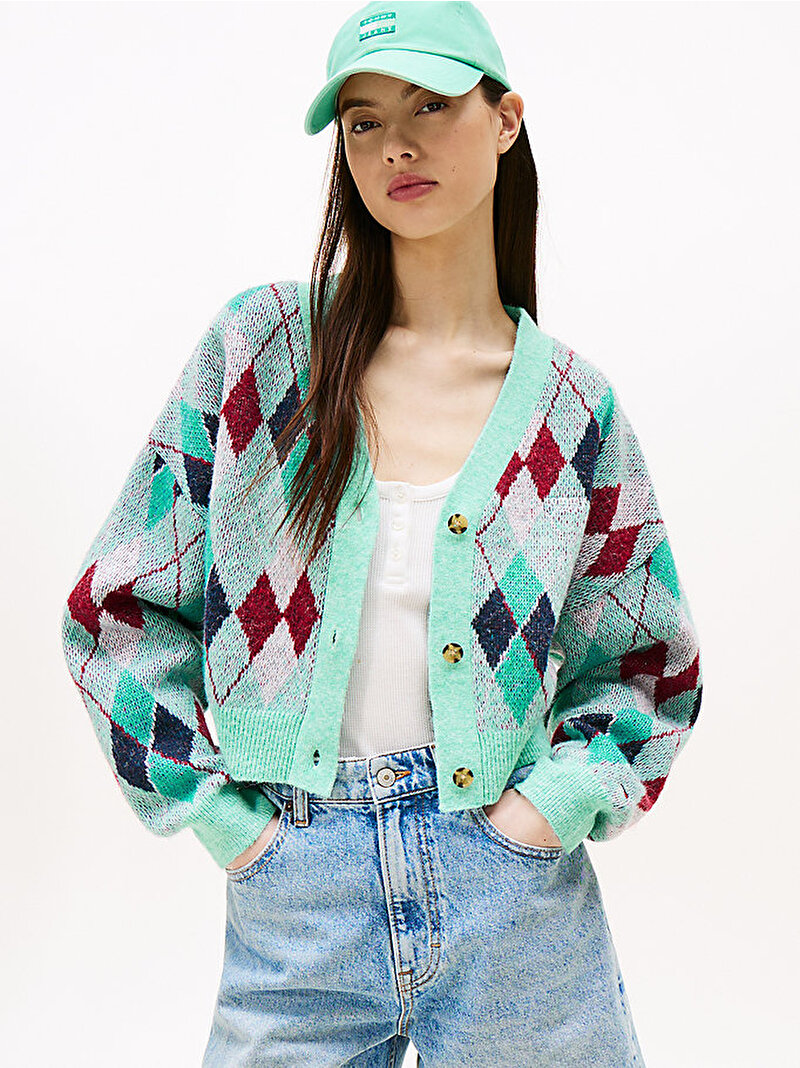 Kadın TJW Crop Argyle Hırka Çok renkli DW0DW21180L61