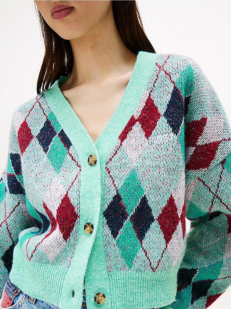 Kadın TJW Crop Argyle Hırka Çok renkli DW0DW21180L61