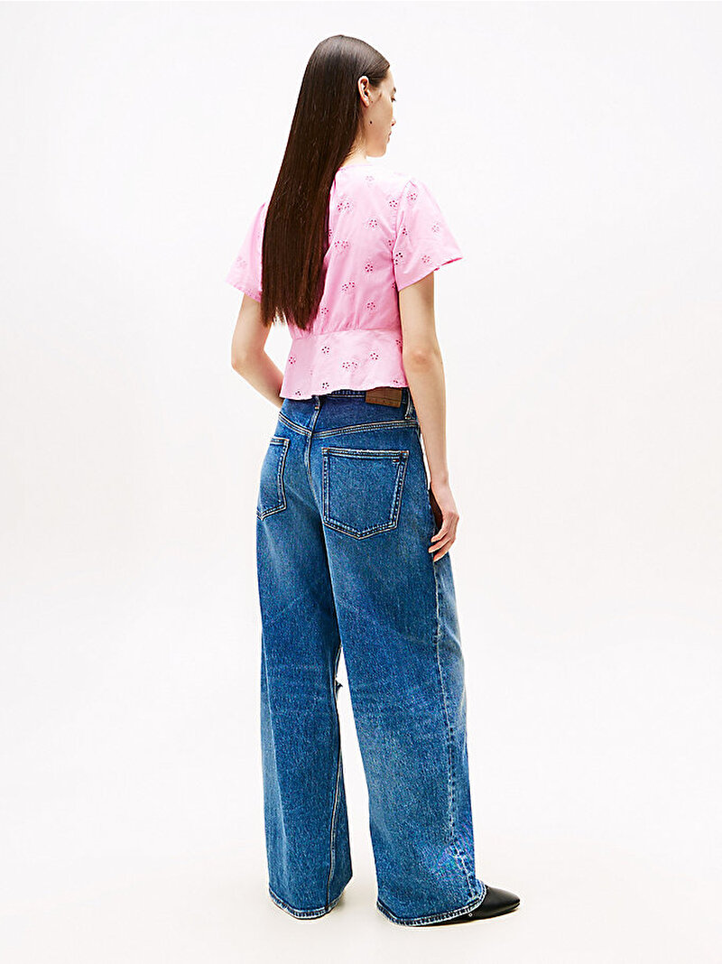 Kadın TJW Tie Front Boder Gömlek Pembe  DW0DW21241U06
