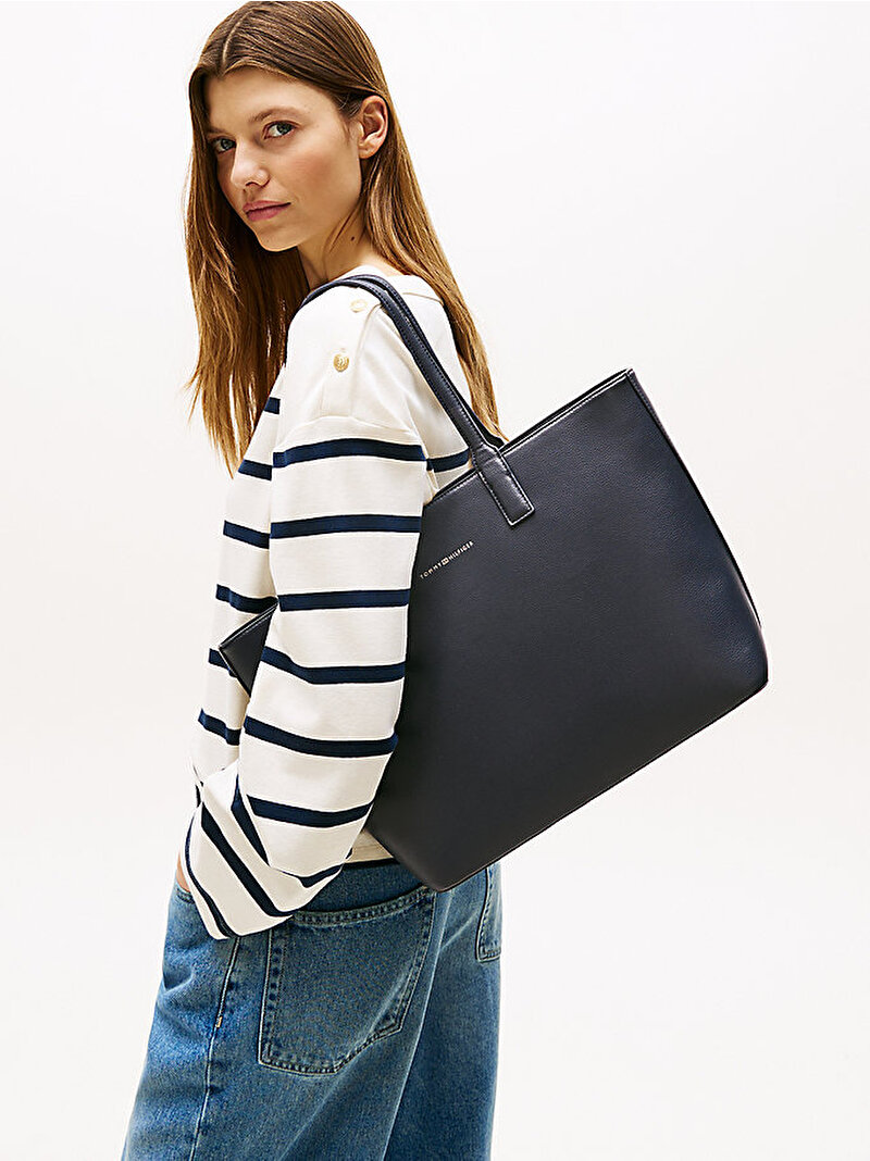 Kadın TH Logotape Tote Çanta Lacivert AW0AW17449DW6
