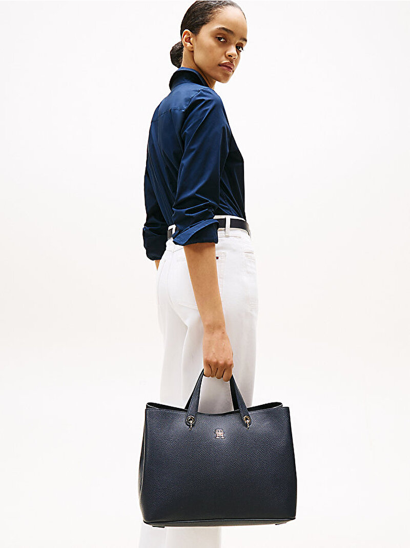 Kadın TH Emblem Satchel Çanta Lacivert AW0AW15177DW6