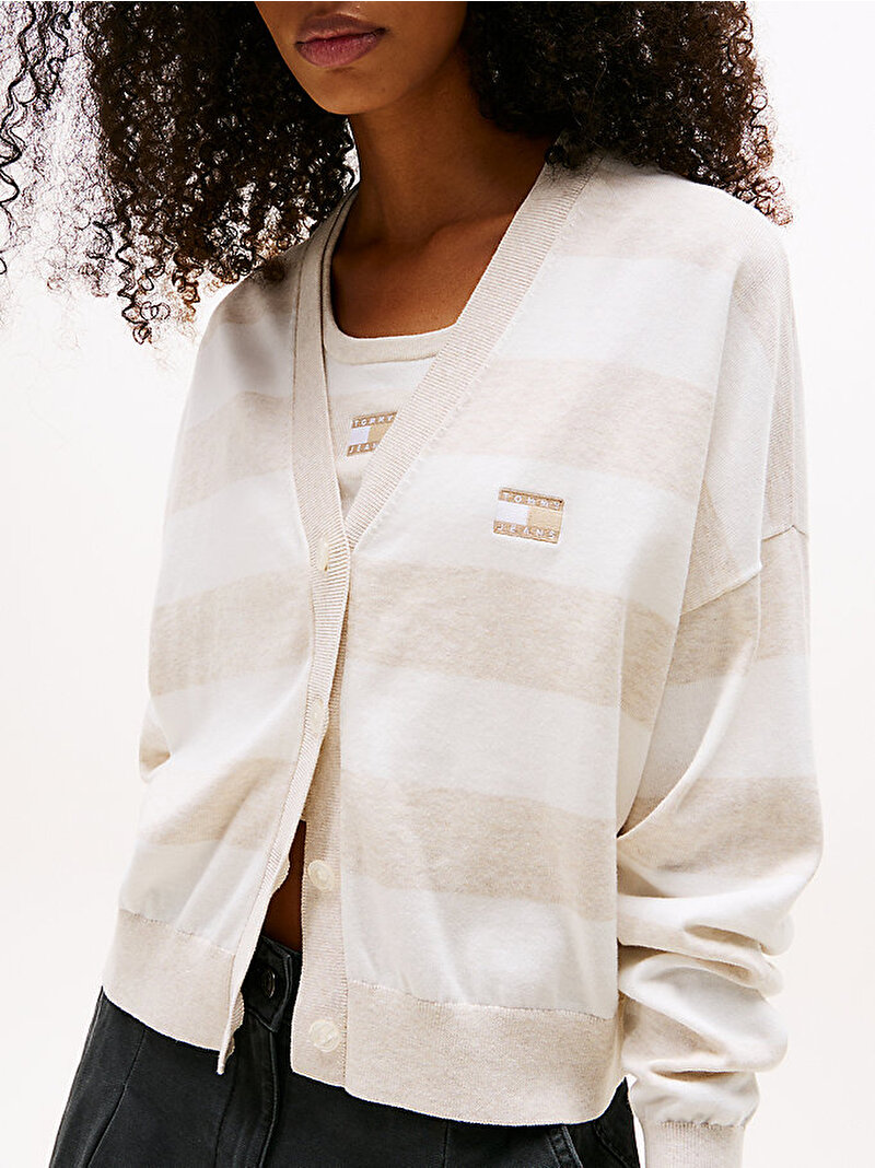 Kadın TJW Relax Stripe Hırka Bej  DW0DW20968AE3