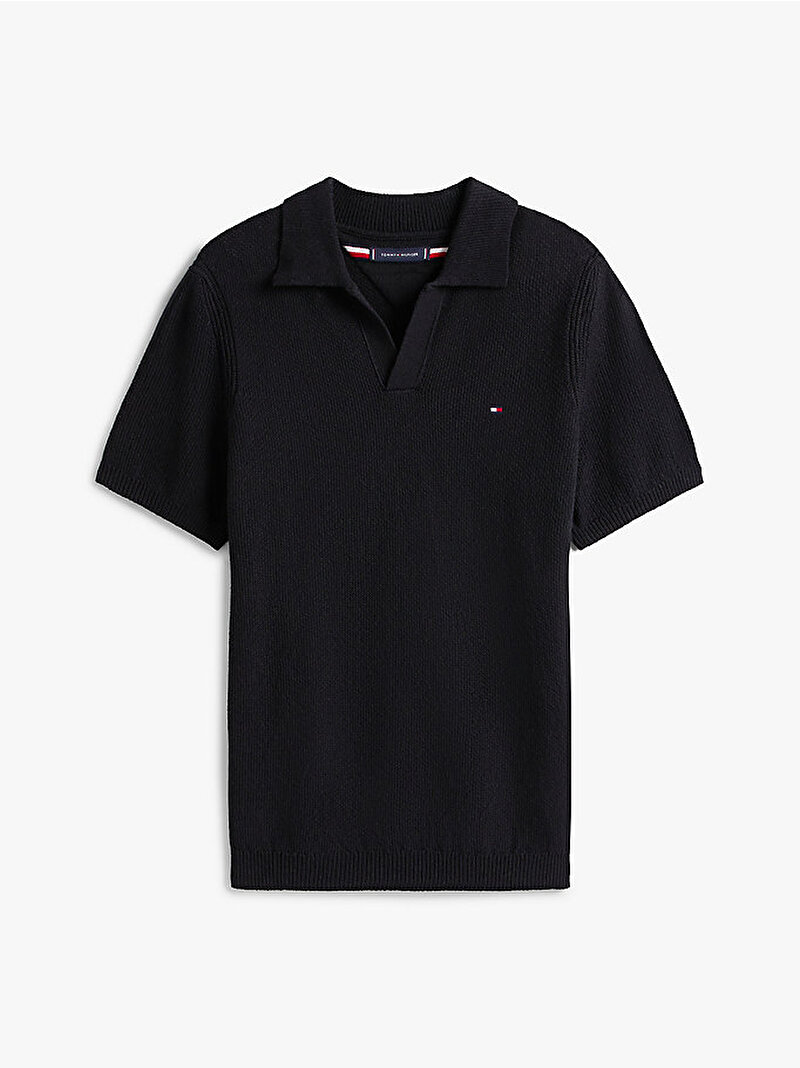 Erkek Knitted Textured Polo T-shirt Lacivert MW0MW39531DW5
