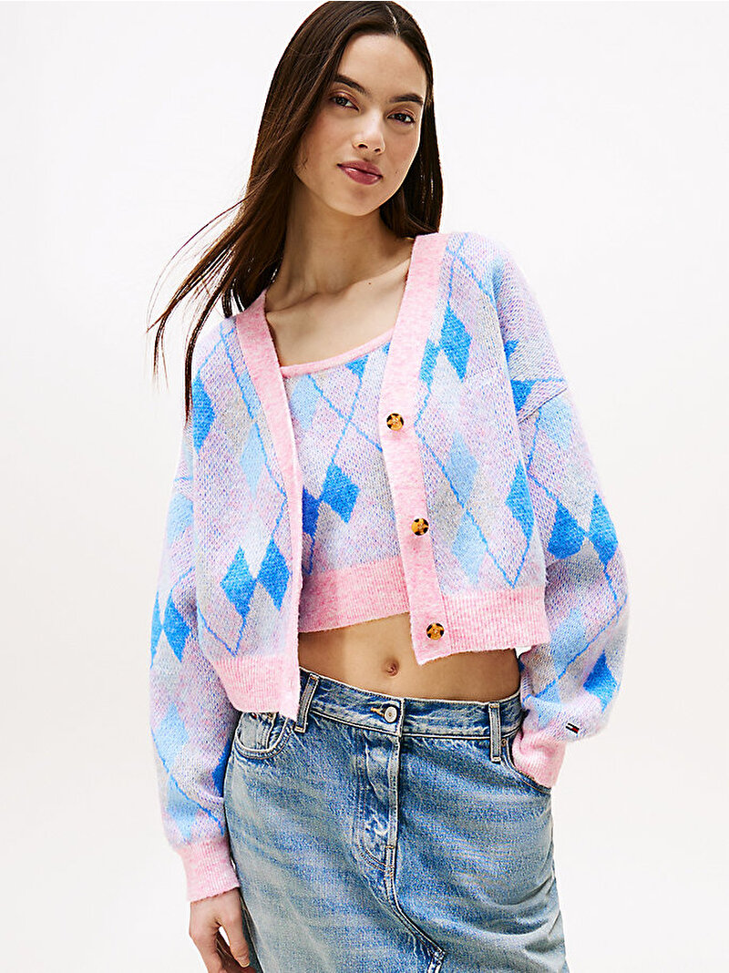 Kadın TJW Crop Argyle Hırka Çok renkli DW0DW21180U06
