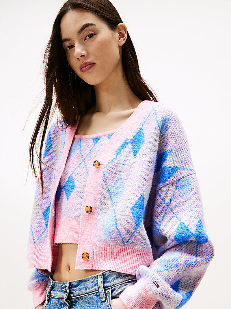 Kadın TJW Crop Argyle Hırka Çok renkli DW0DW21180U06