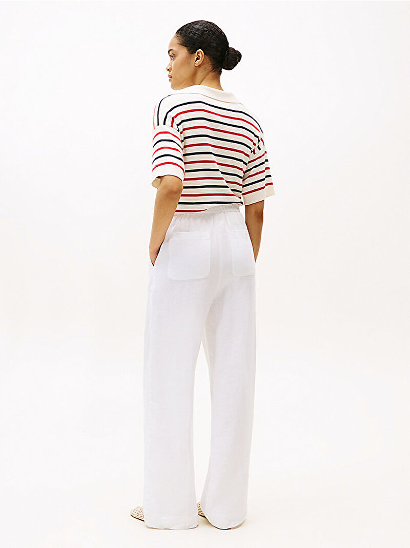 Kadın Essential Linen Tailored Pantolon Beyaz  WW0WW46823YCF