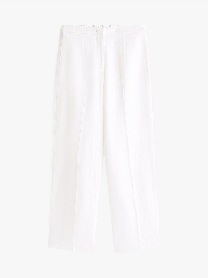 Kadın Essential Linen Tailored Pantolon Beyaz  WW0WW46823YCF
