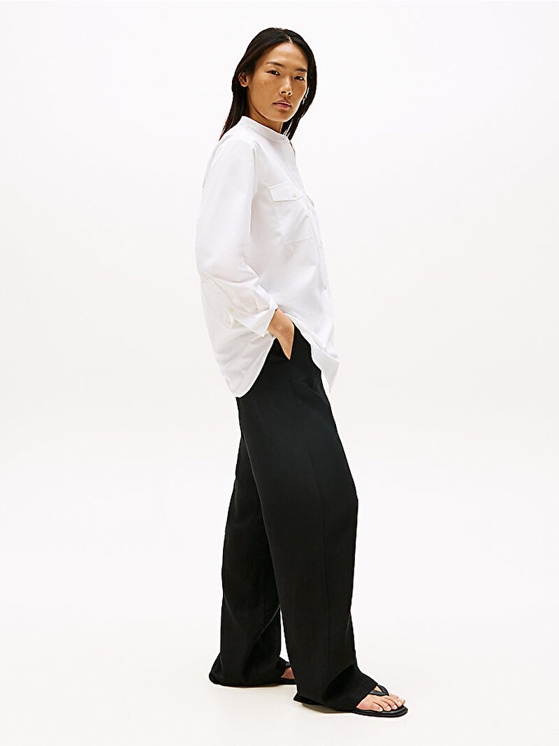Kadın Essential Linen Tailored Pantolon Siyah WW0WW46823BDS