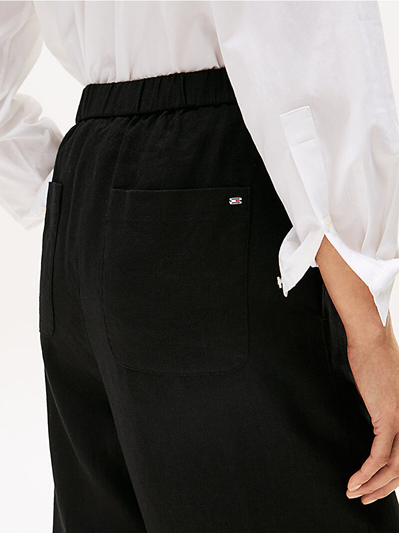 Kadın Essential Linen Tailored Pantolon Siyah WW0WW46823BDS
