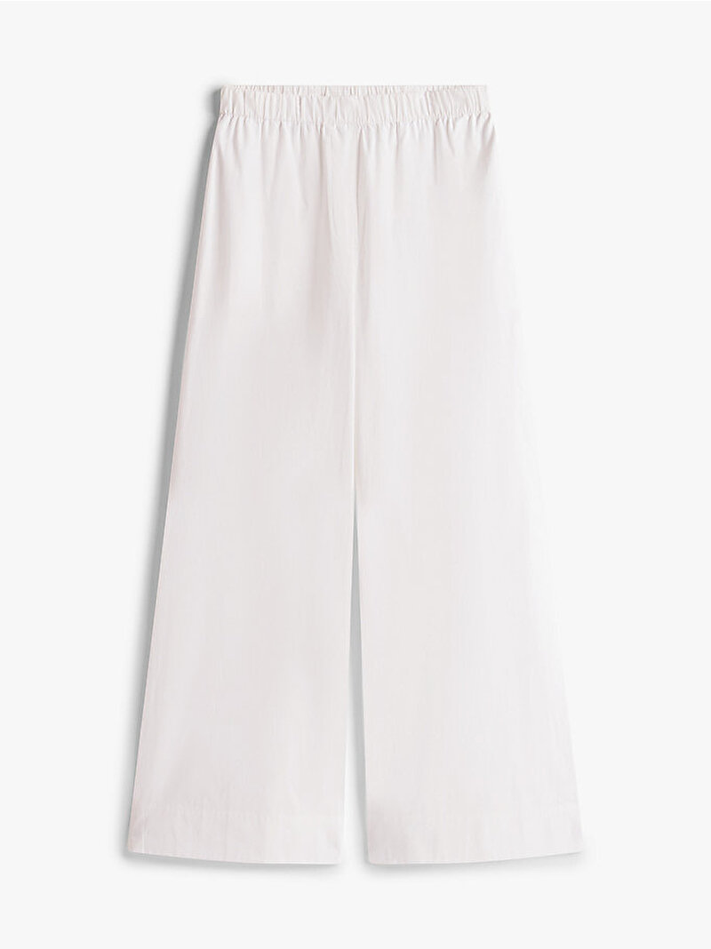 Kadın Poplin Wide Len Pantolon Beyaz  WW0WW45891YCF