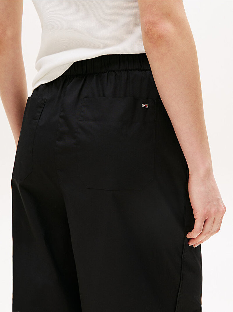 Kadın Poplin Wide Len Pantolon Siyah WW0WW45891BDS