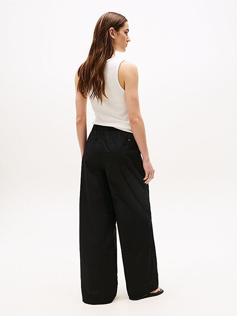 Kadın Poplin Wide Len Pantolon Siyah WW0WW45891BDS