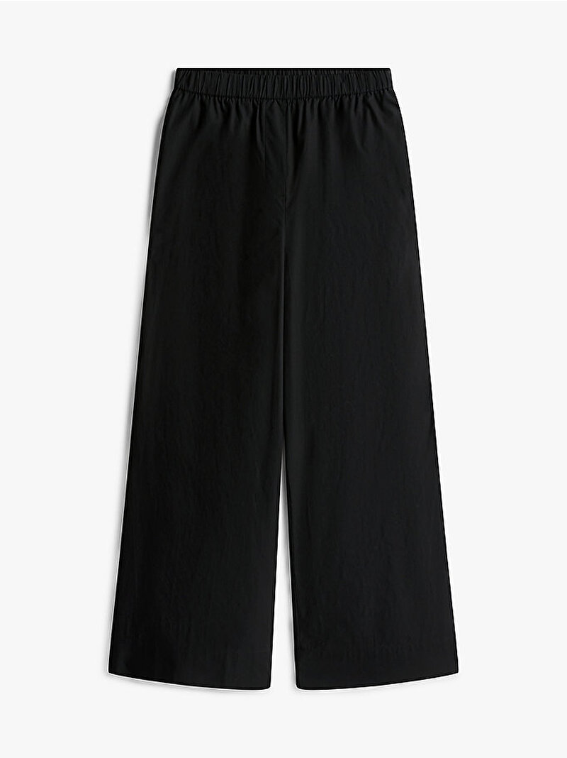 Kadın Poplin Wide Len Pantolon Siyah WW0WW45891BDS