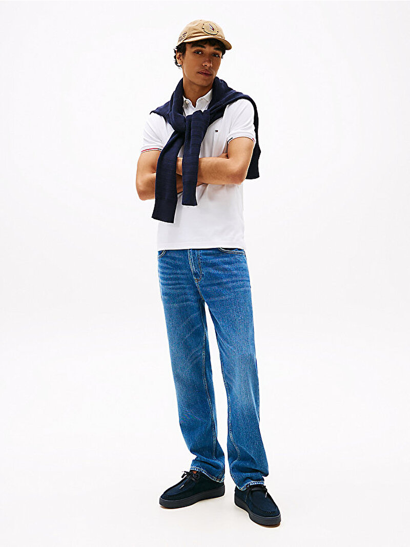 Erkek Interlock Flagcuff Polo T-shirt Beyaz  MW0MW39348YBR