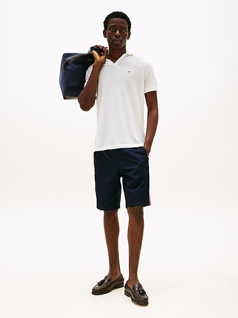 Erkek Linen Modal Johnny Polo T-shirt Beyaz  MW0MW395540K4