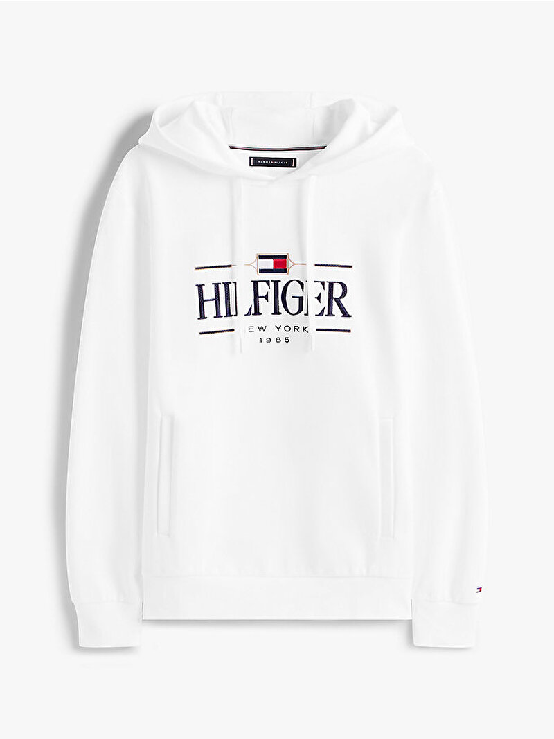 Erkek Icon Hilfiger Hoodie Beyaz  MW0MW39586YBR