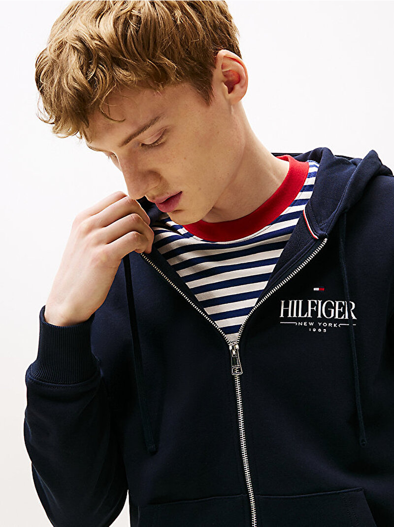 Erkek Hilfiger Stacked Hoodie Lacivert MW0MW39375DW5