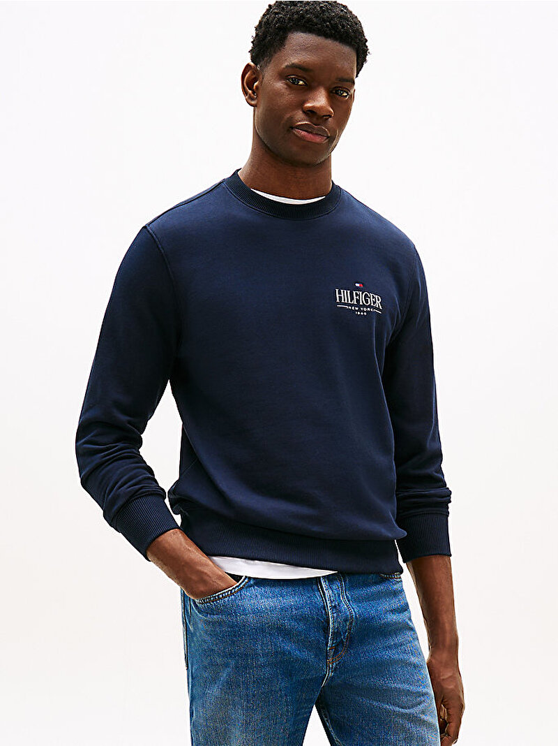 Erkek Hilfiger Stacked Sweatshirt Lacivert MW0MW39376DW5