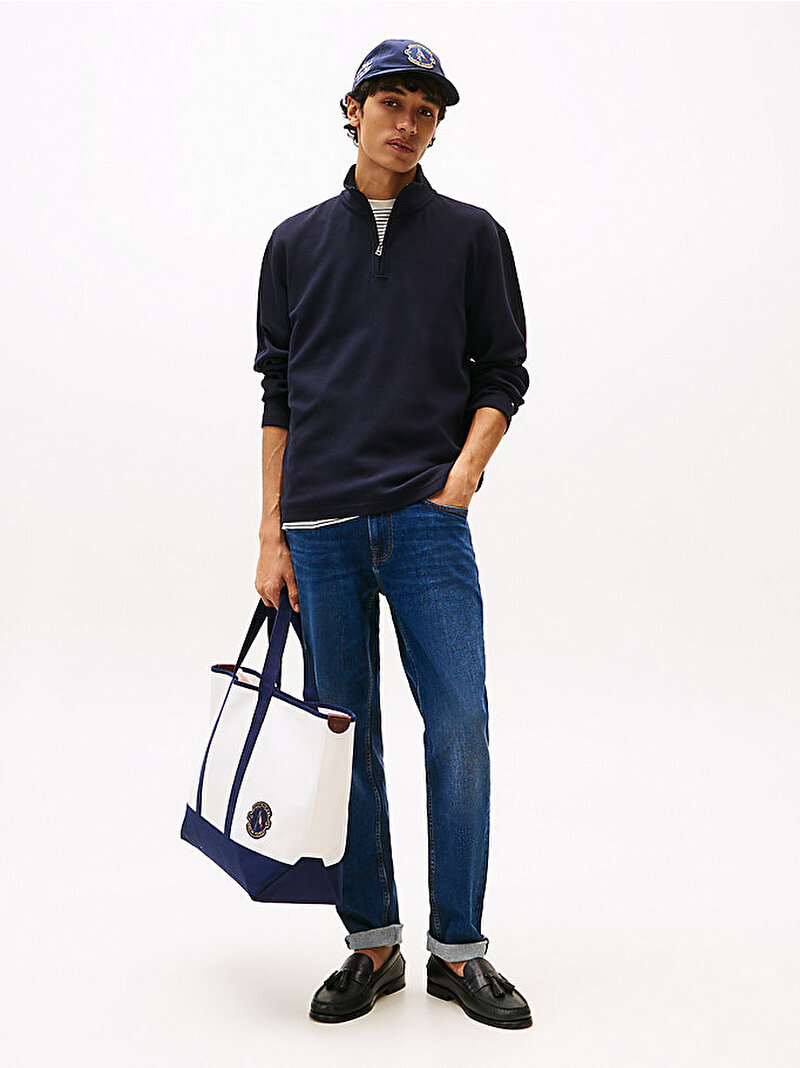 Erkek Cotton Modal Waffle Sweatshirt Lacivert MW0MW39394DW5