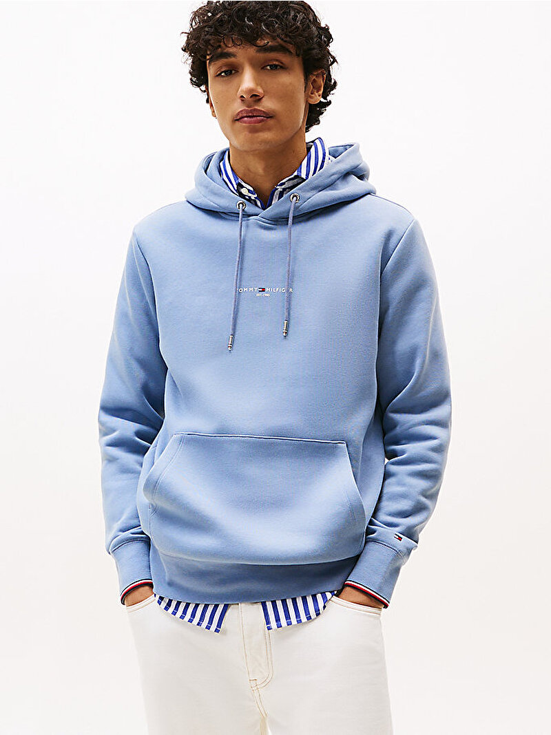 Erkek Tommy Logo Tipped Hoodie Mavi  MW0MW32673C2B