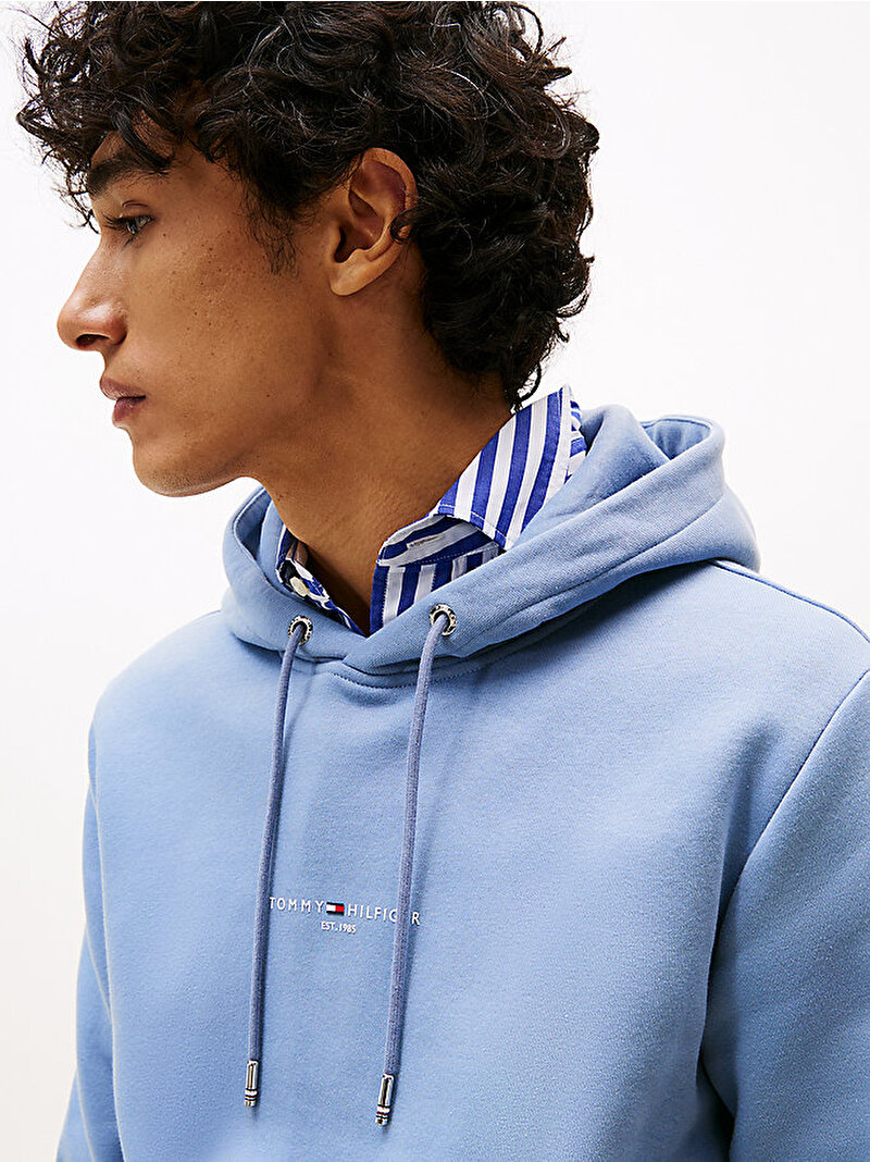 Erkek Tommy Logo Tipped Hoodie Mavi  MW0MW32673C2B