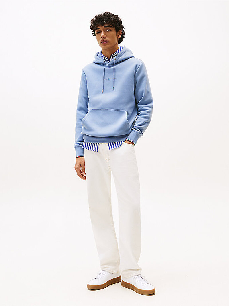 Erkek Tommy Logo Tipped Hoodie Mavi  MW0MW32673C2B