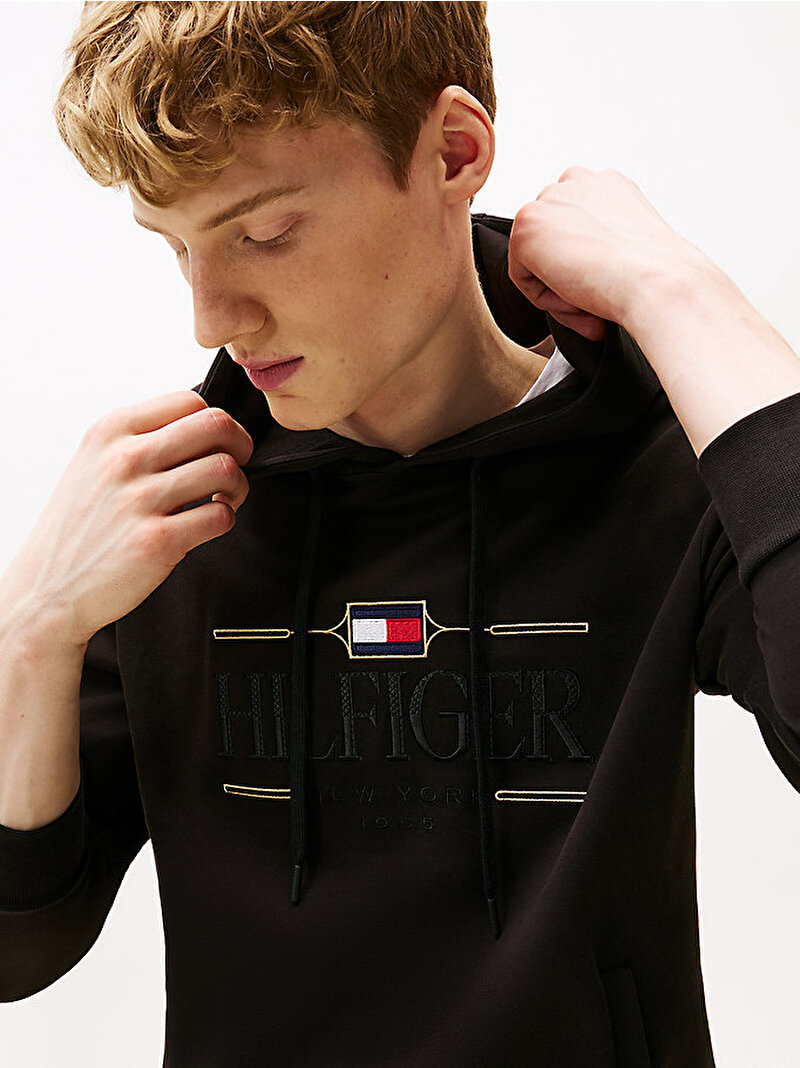 Erkek Icon Hilfiger Hoodie Siyah MW0MW39586BDS