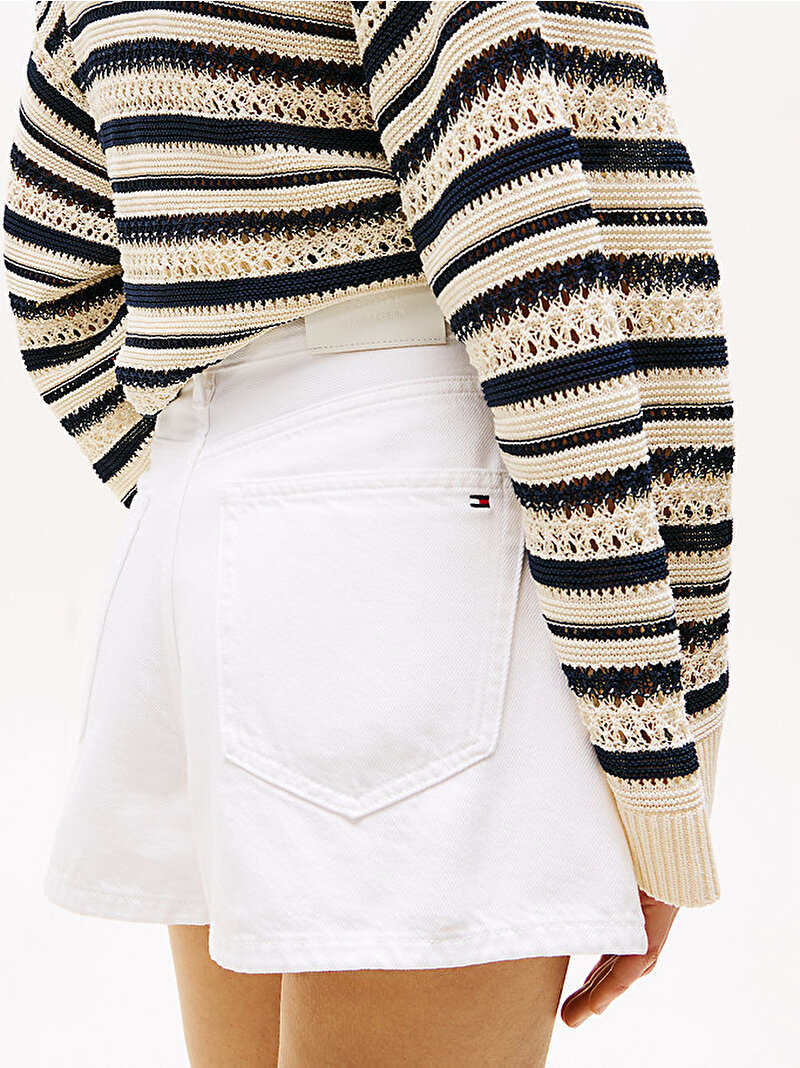 Kadın Denim Beyaz Mini Flare Şort Beyaz  WW0WW46504YBR