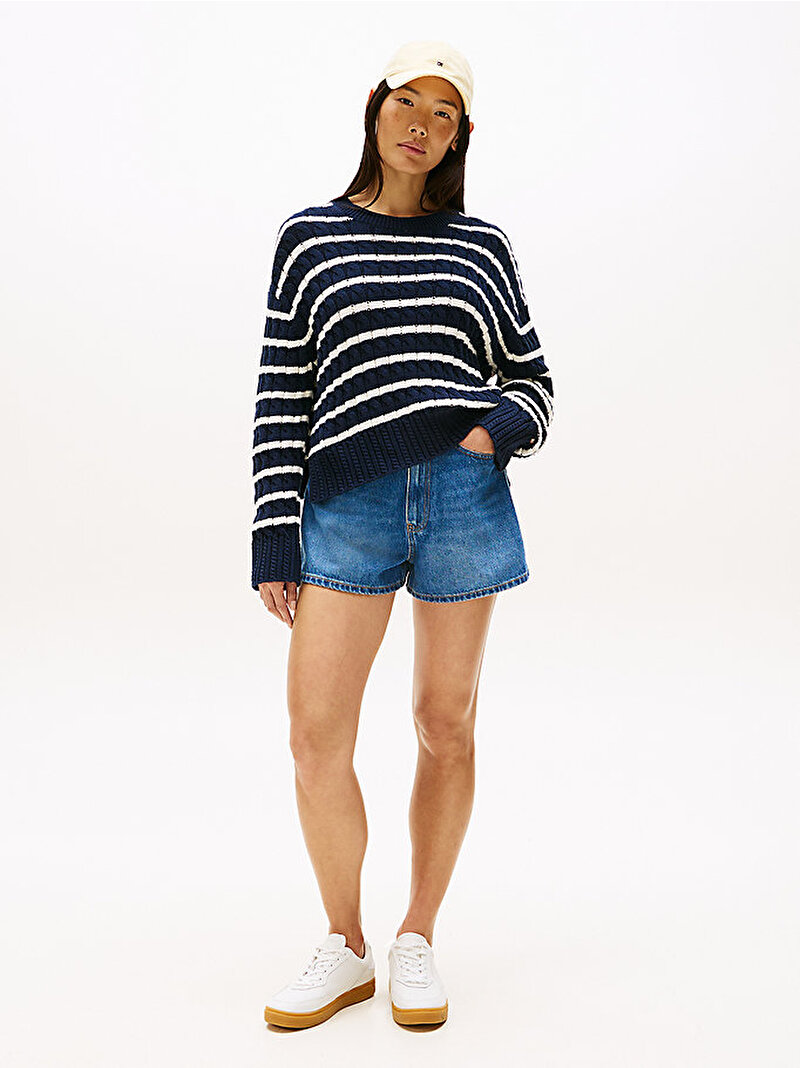 Kadın Denim Mini Flare Şort Mavi  WW0WW456701A6