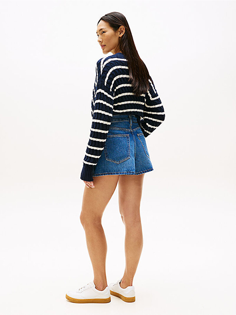 Kadın Denim Mini Flare Şort Mavi  WW0WW456701A6