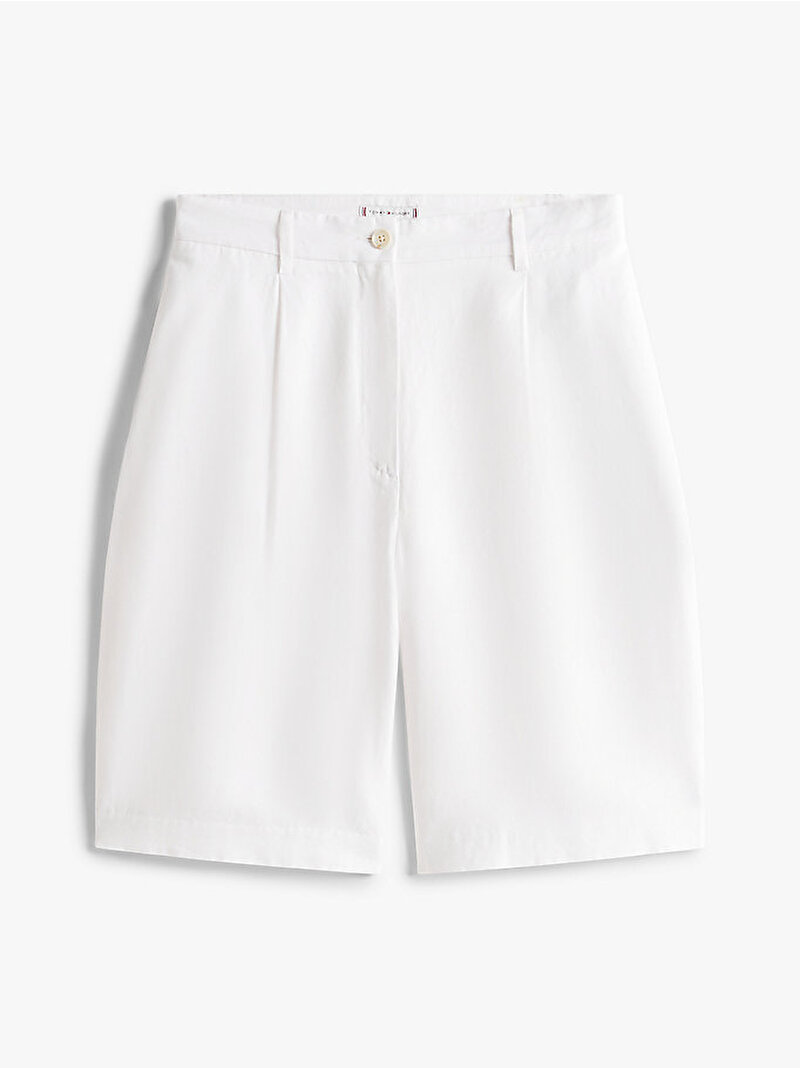 Kadın Tencel Linen Bermuda Şort Beyaz  WW0WW45784YCF