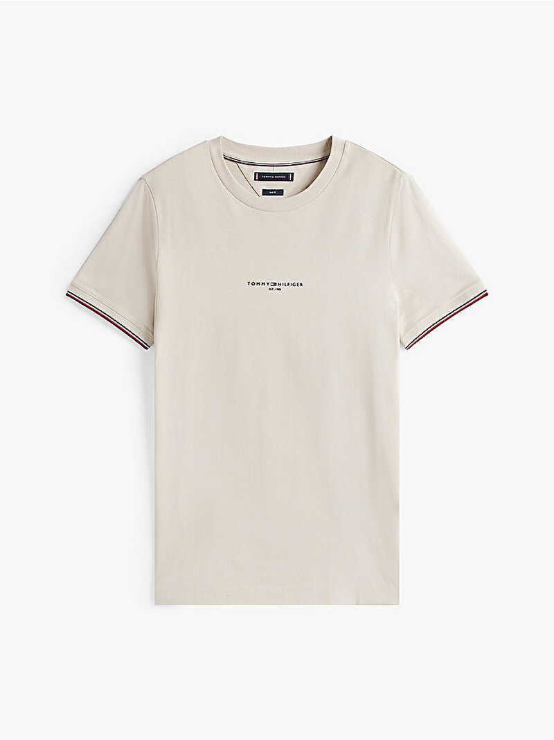 Erkek Tommy Logo Tipped T-shirt Bej  MW0MW32584ACG