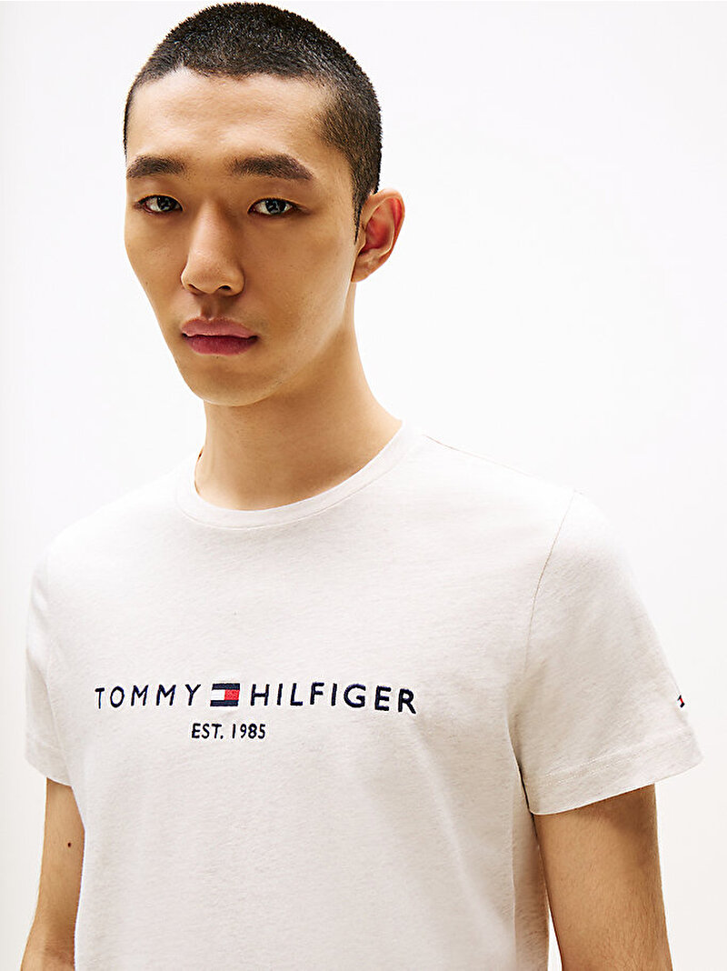 Erkek Tommy Logo T-shirt Beyaz  MW0MW11797HGF