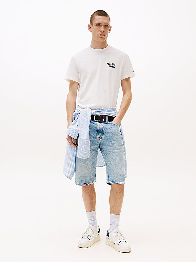 Erkek TJM Slim Stack Logo T-shirt Ekru DM0DM21539YBL