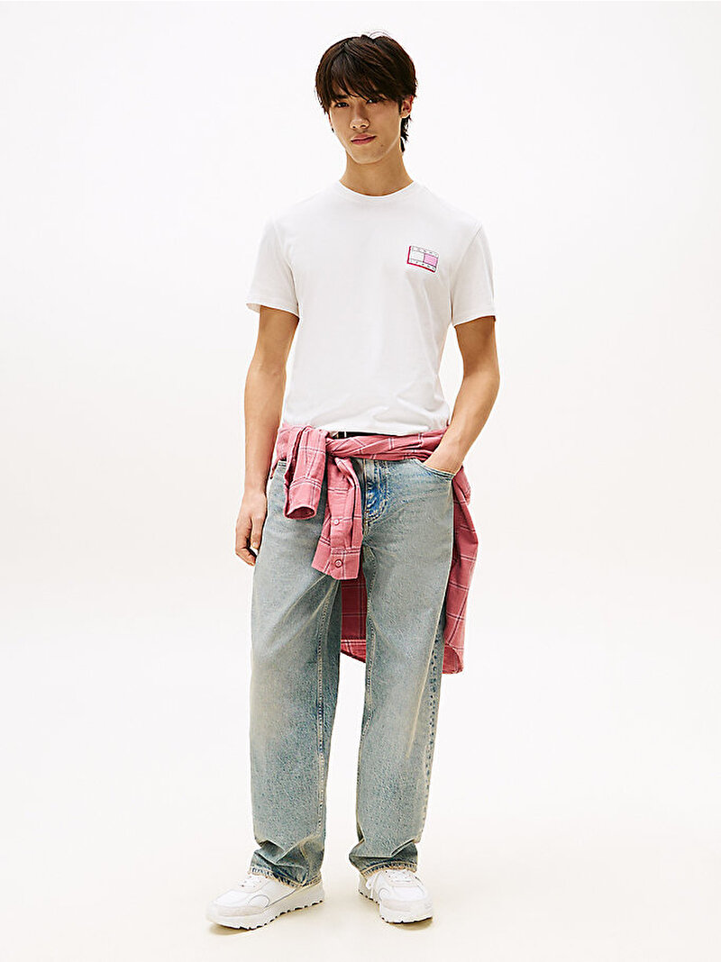 Erkek TJM Slim Pop Color T-shirt Ekru DM0DM21577YBL