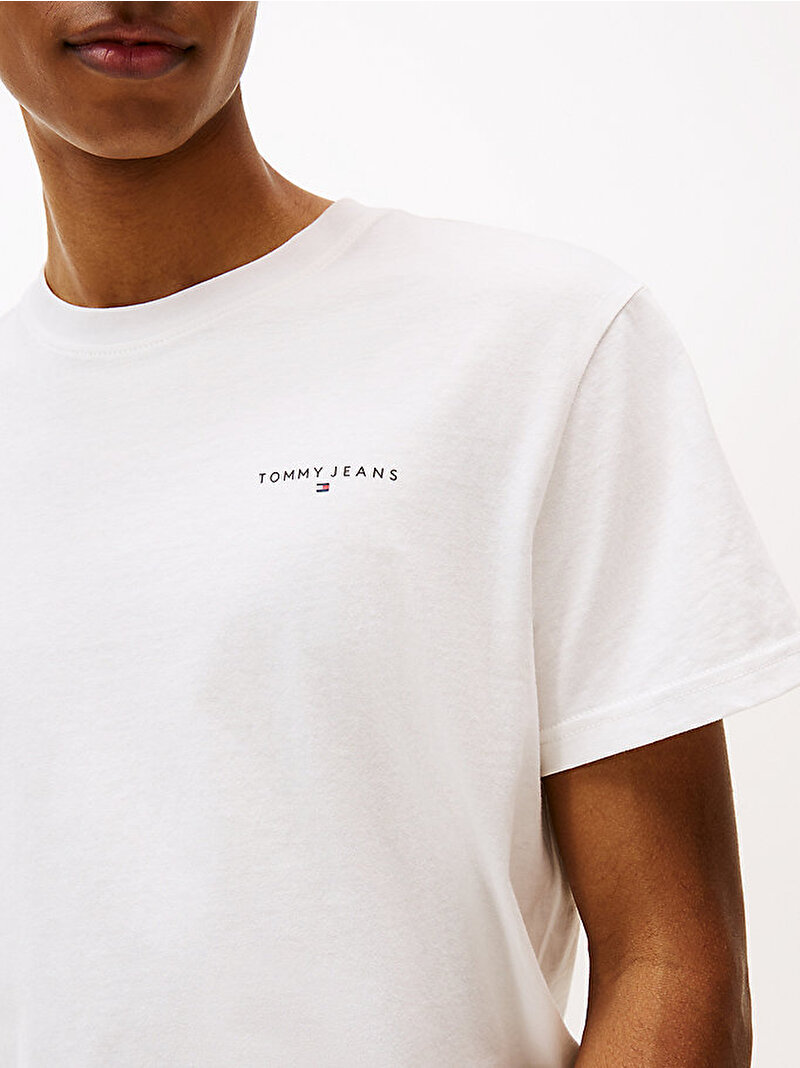 Erkek TJM Slim Linear T-shirt Ekru DM0DM21780YBL