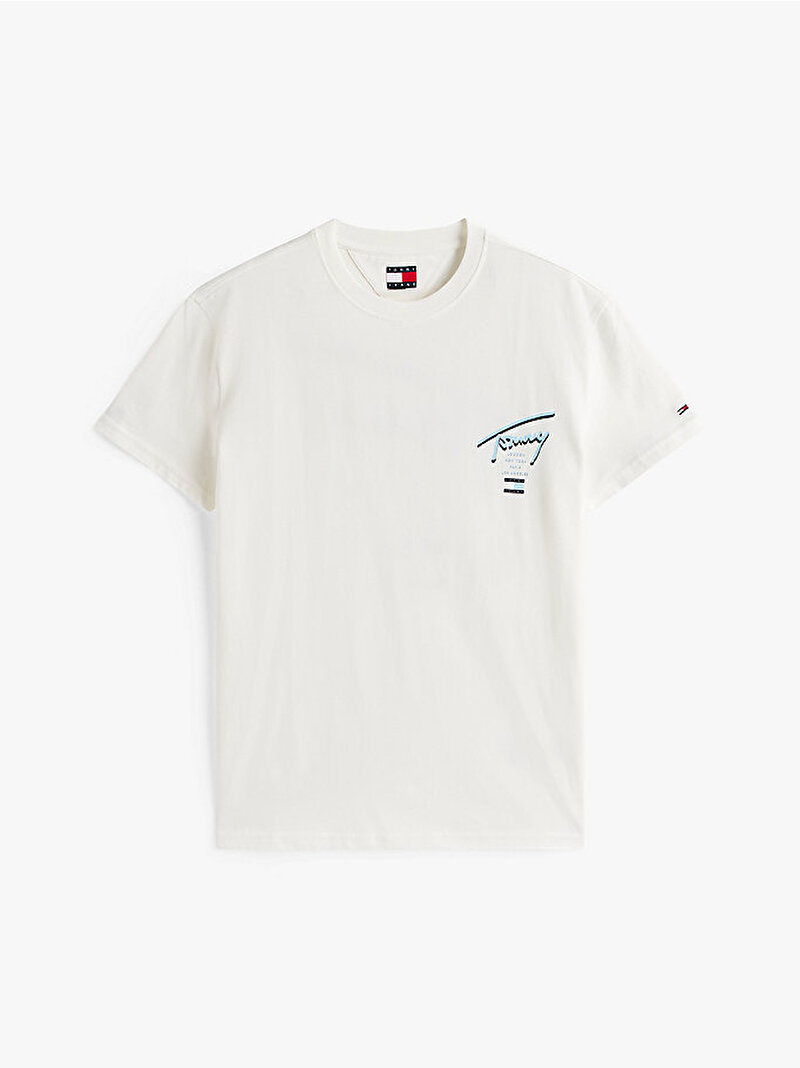 Erkek TJM Regular Signature T-shirt Ekru DM0DM21934YBL
