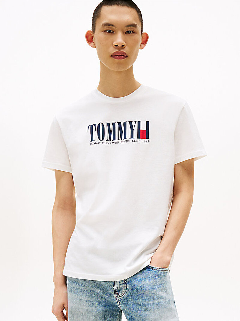 Erkek TJM Regular Tommy T-shirt Ekru DM0DM21941YBL