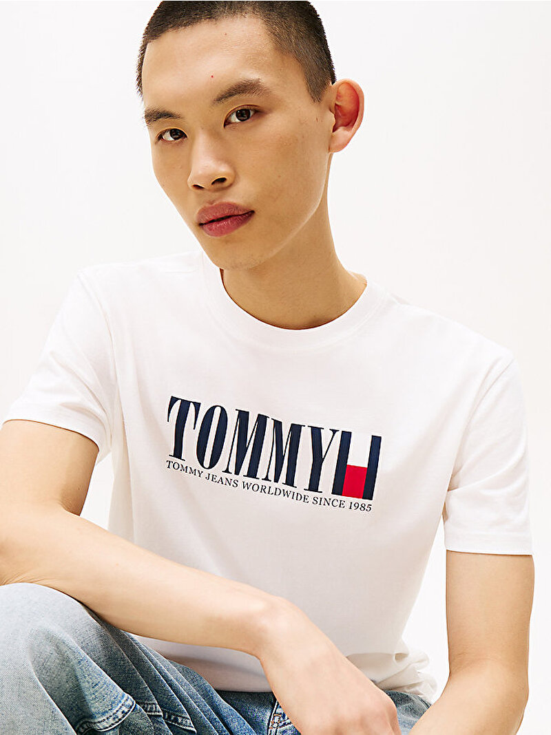 Erkek TJM Regular Tommy T-shirt Ekru DM0DM21941YBL