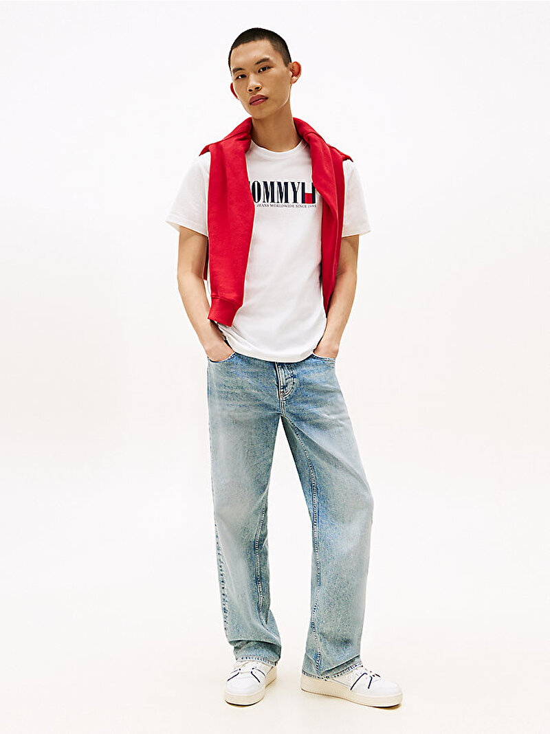 Erkek TJM Regular Tommy T-shirt Ekru DM0DM21941YBL