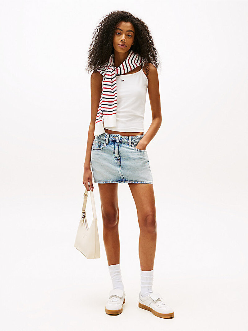 Kadın TJW Essential Strap T-shirt Ekru DW0DW20675YBL
