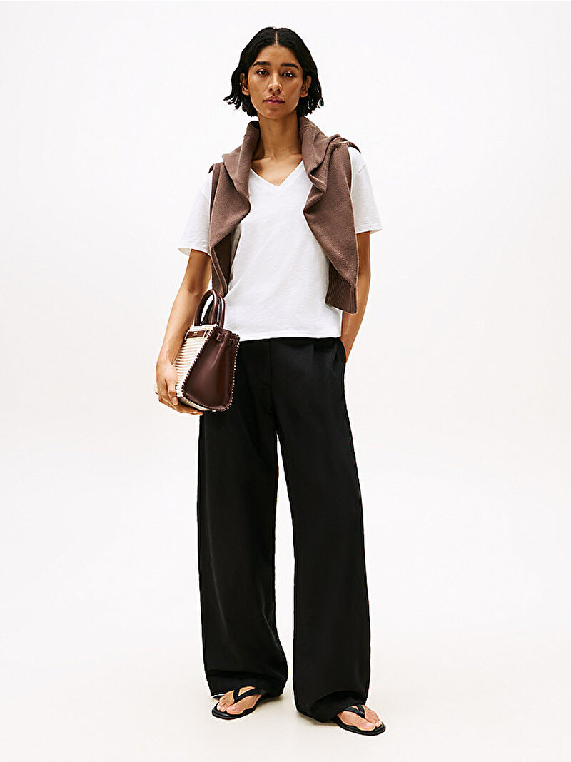 Kadın Slub Modern T-shirt Ekru WW0WW43901YBL